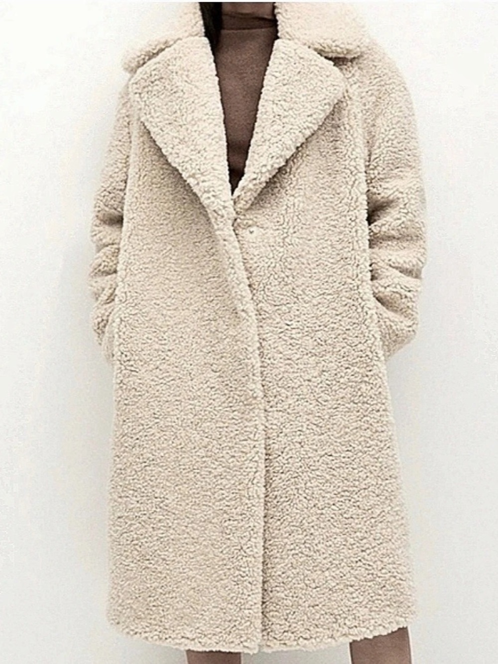 Abercrombie & Fitch Sherpa Teddy Coat in Cream
